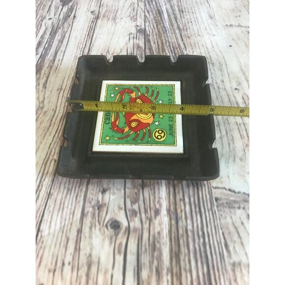 Vintage cast iron ceramic tile Cancer ash tray June 22- July 23. - Picture 4 of 5